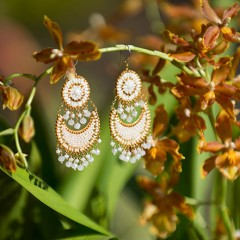 White Miguel Ases chandelier earrings